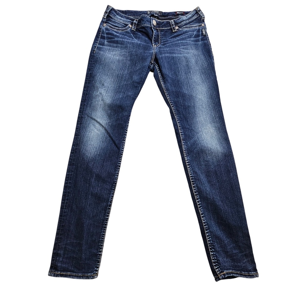 Silver Jeans Co. Suki Mid Super Skinny Jeans 33x31 Dark Wash Super Stretch Denim